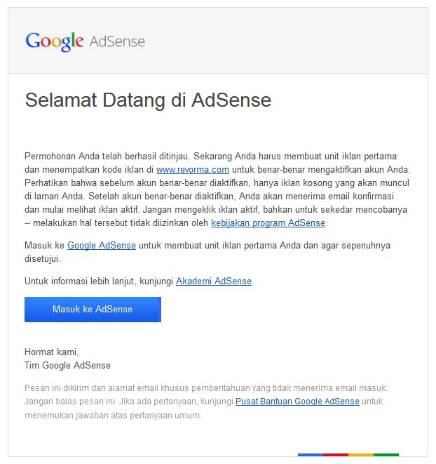 Adsense Diterima