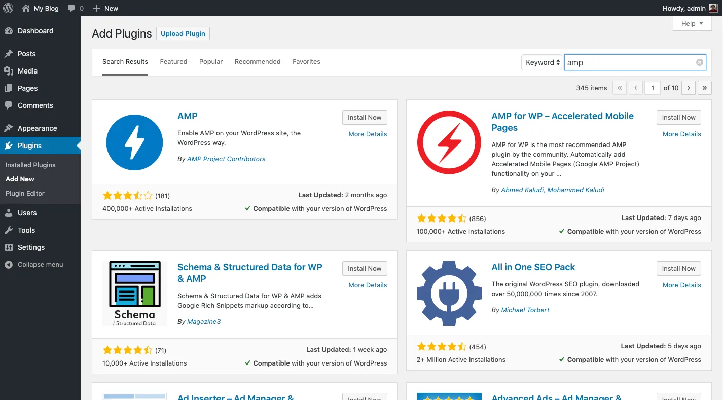 Cara setup plugin amp di WordPress