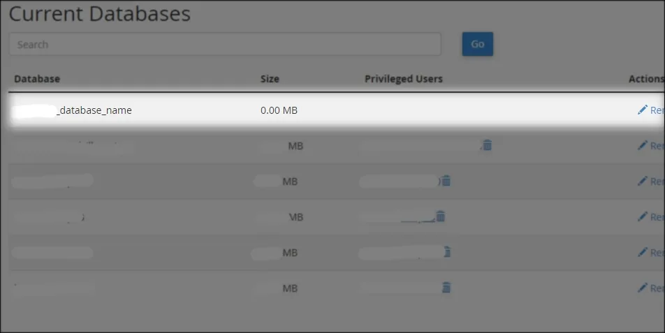 Halaman pengecekan database yang telah berhasil dibuat.