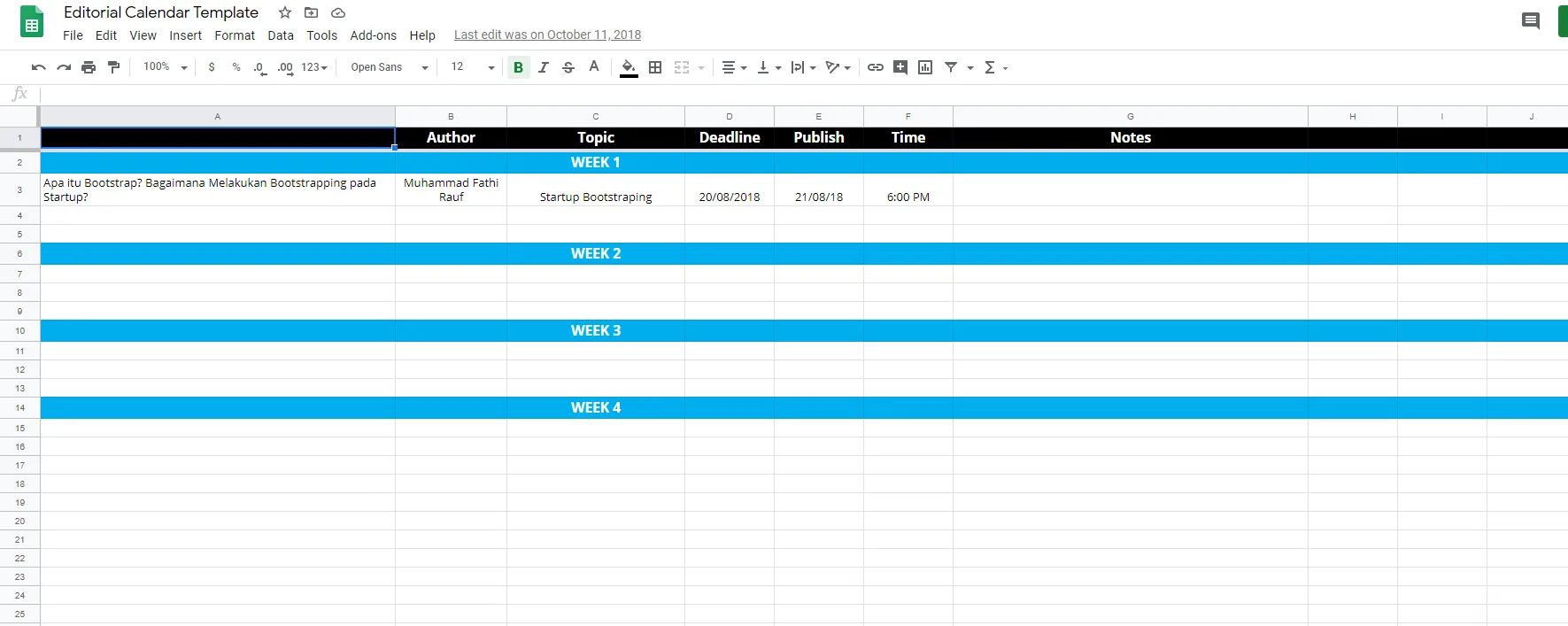 editorial calendar template